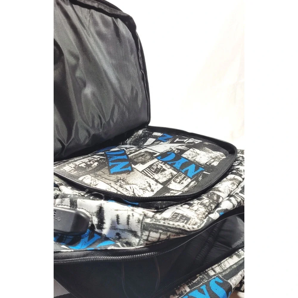Oxford Cloth Waterproof Large Shark Laptop Backpack Newsprint NYC - 12.6